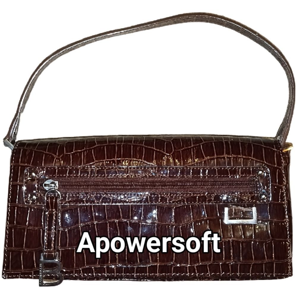Brown Croc Embossed Baggett Bag